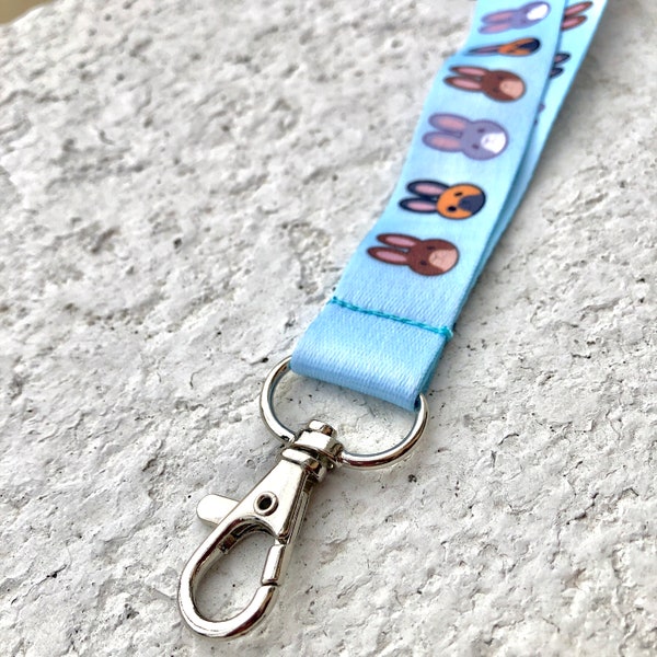 CLEARANCE!! LOS CONEJITOS Series Printed Lanyard, Bunny Themed Lanyard with Lobster Clasp, Key Lanyard, Printed Lanyard for Keychains