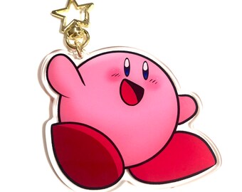 Kirby Acrylic Keychain: Cute Round Pink Charm