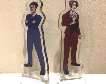AA Phoenix Wright Miles Edgeworth Acrylic Standees, Acrylic Stand, NaruMitsu Standees, Ryuichi Naruhodo Reiji Mitsurugi Acrylic Stands