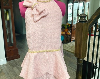 Girls Pageant Interview Set, Size 7, Halter Shorts Pink Tweed, Matching Earrings, Pageant Sportswear, Pageant Casualwear, PageantSuits..SALE