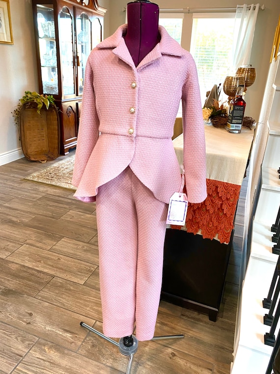 Girls Pageant Interview Dress, Pageant Interview Suit, Pink Tweed Suit,  Jacket Pant Suit, Girls Size 7/8, Pageantsuits 