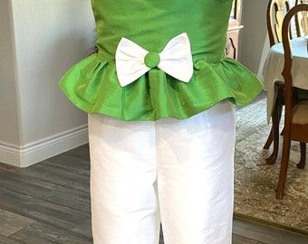 CLEARANCE!! Girls Pageant Interview, Pageant Sportswear, Pageant Casual Wear, Size 3, Fun Fashion, Green and White Pant Set, PageantSuits