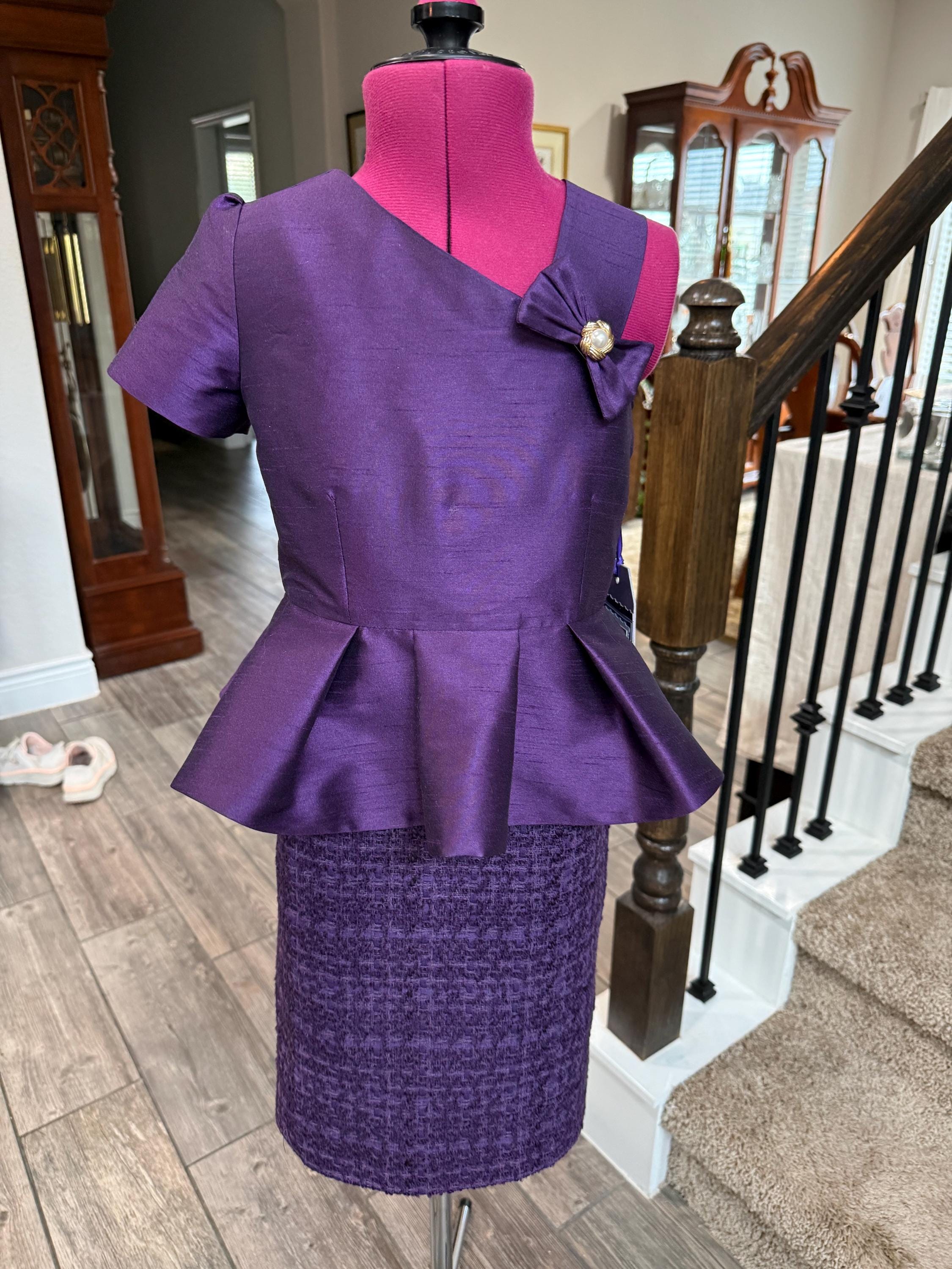 strapless open back dress Purple peplum set – Shreeka main image 0