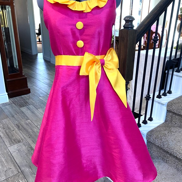 CLEARANCE Girls Pageant Interview Dress, Size 14/16, Fuchsia and Yellow, Fit  Flare Dress, Pageant Interview, Outfit, Girls Pageant Dress