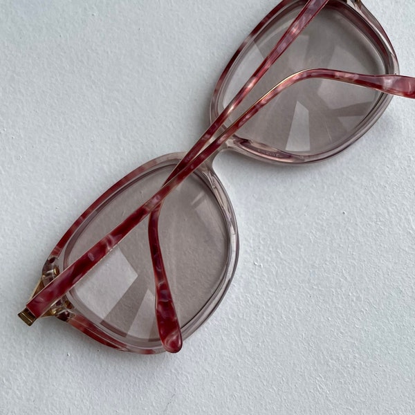 Vintage SOPHIA LOREN Oversized Retro Eyeglasses Frames Dark Pink, 70s 80s Golden Detail Mod Eyewear, Small Medium Size