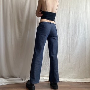 Pantalon en jean vintage taille basse à plis larges, pantalon en jean bleu foncé de l'an 2000 avec poches latérales, petite taille S image 5