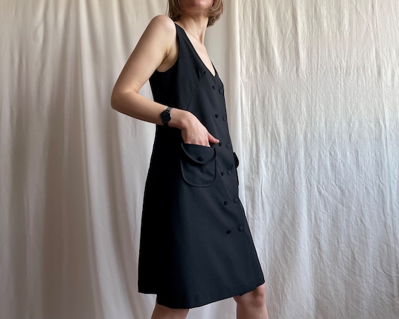 Vintage double breasted wool vest dress with pock… - image 3