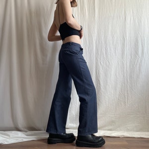 Pantalon en jean vintage taille basse à plis larges, pantalon en jean bleu foncé de l'an 2000 avec poches latérales, petite taille S image 6