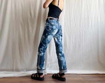 Vintage Y2K Bleached Denim Jeans: Slim Fit, Size S/M
