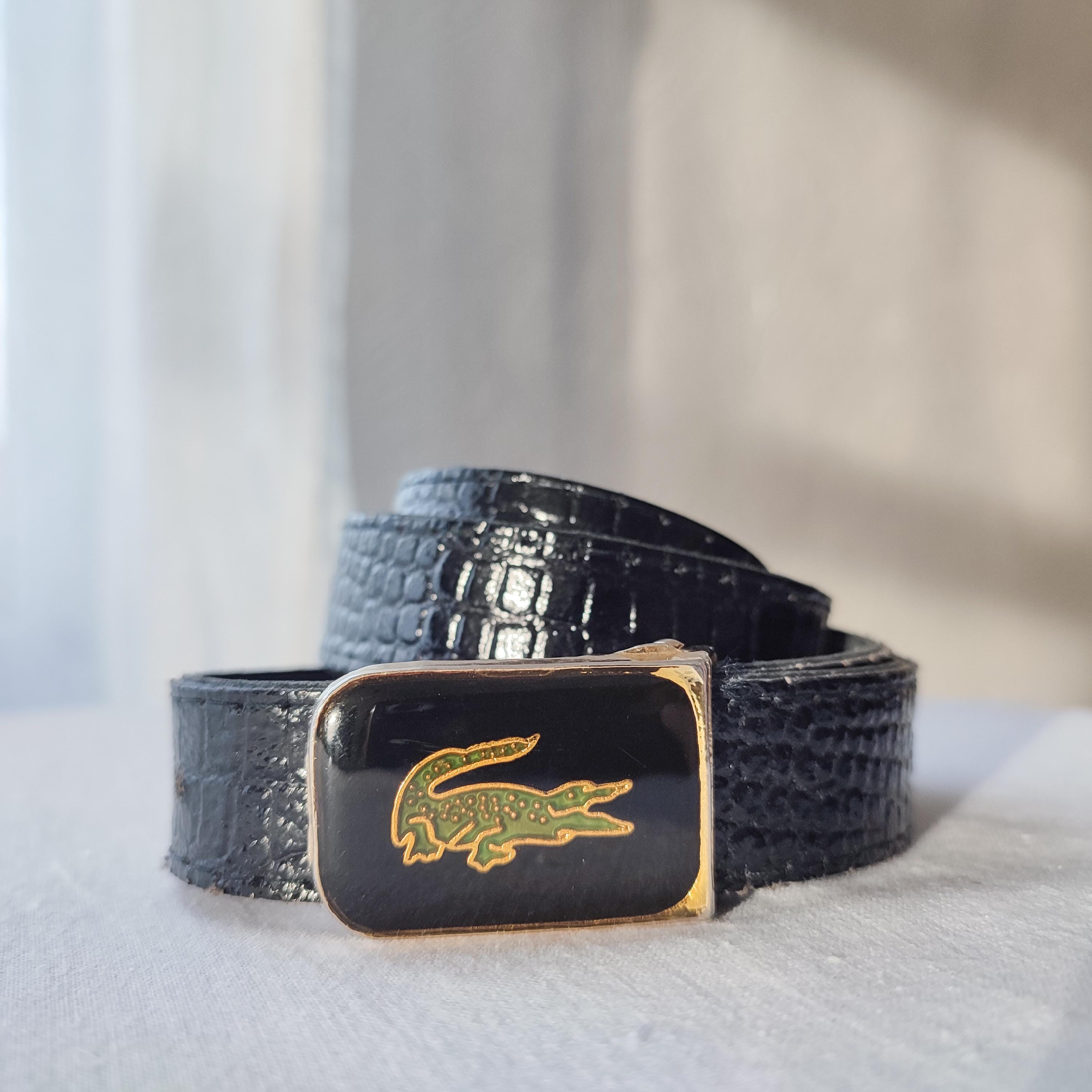 Vintage Wide Waist Belt Black Leather Alligator Embossed Moc Croc Womens Medium‎ Crocodile/Alligator Wide Black Belts for Women for sale | eBay main image 3