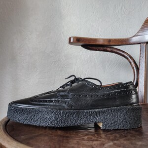 PLAYBOY Black Leather Brogue Derby Shoes Vintage Wingtip Oxfords by Playboy Men main image 3