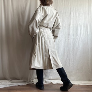 Maxi trench croisé blanc cassé vintage, pardessus ceinturé avec col à revers des années 90, moyen Extra Large M L XL image 4