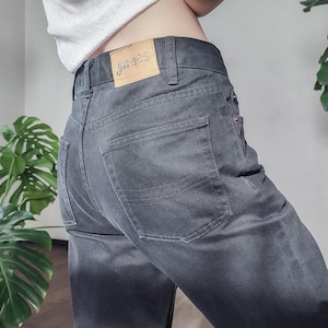 90s High Waist Black Cotton Jeans - Vintage Straight Leg Denim - Size S