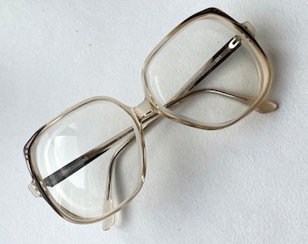 Vintage French Oversized Transparent Retro Eyeglasses Frames, Big 70s 80s Eye Glasses, Mod Eyewear, Small Medium Size