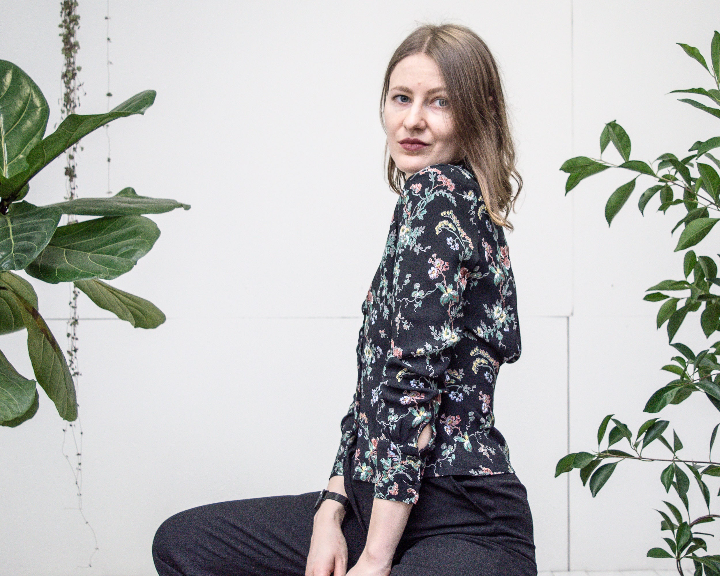 Black Floral Blouse - Etsy