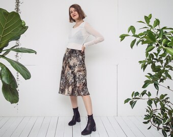 leopard print midi skirt 90s
