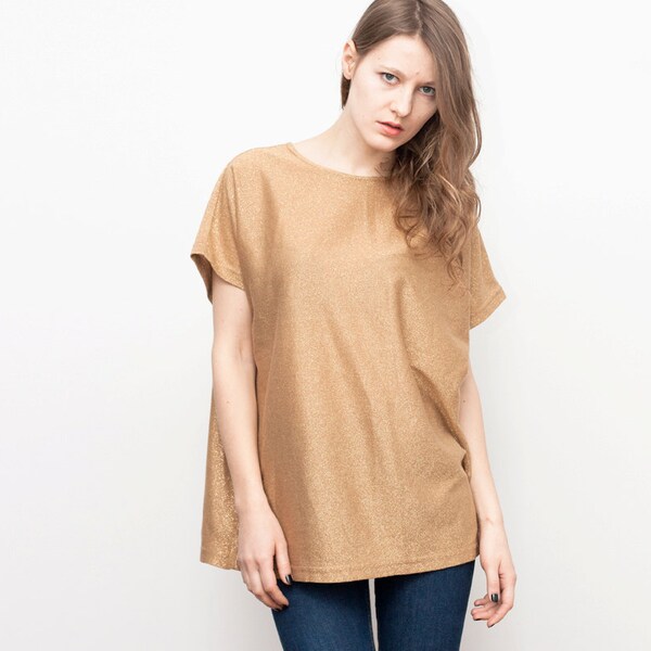 vintage metallic gold oversized top