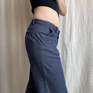 Pantalon en jean vintage taille basse à plis larges, pantalon en jean bleu foncé de l'an 2000 avec poches latérales, petite taille S image 8