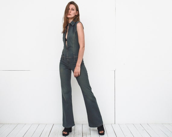 denim jumpsuit flare