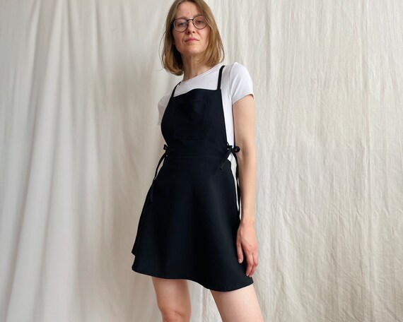 Black pinafore mini dress 2025