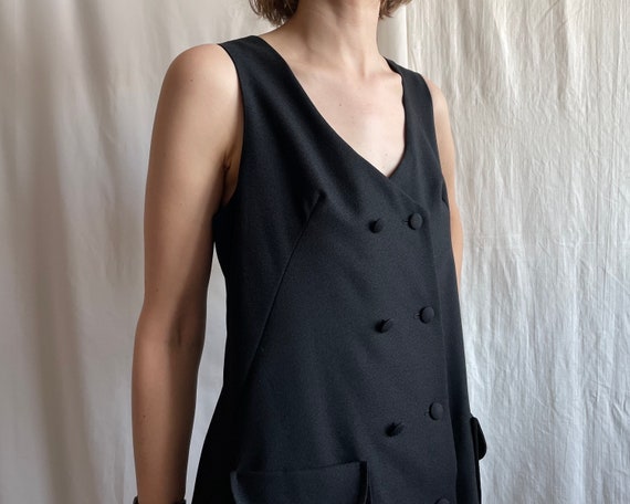 Vintage double breasted wool vest dress with pock… - image 6
