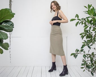 Vintage MARIMEKKO Wool Midi Skirt Beige Textured Wool A Line Mid Calf Pencil Skirt Extra Small Size XXS XS