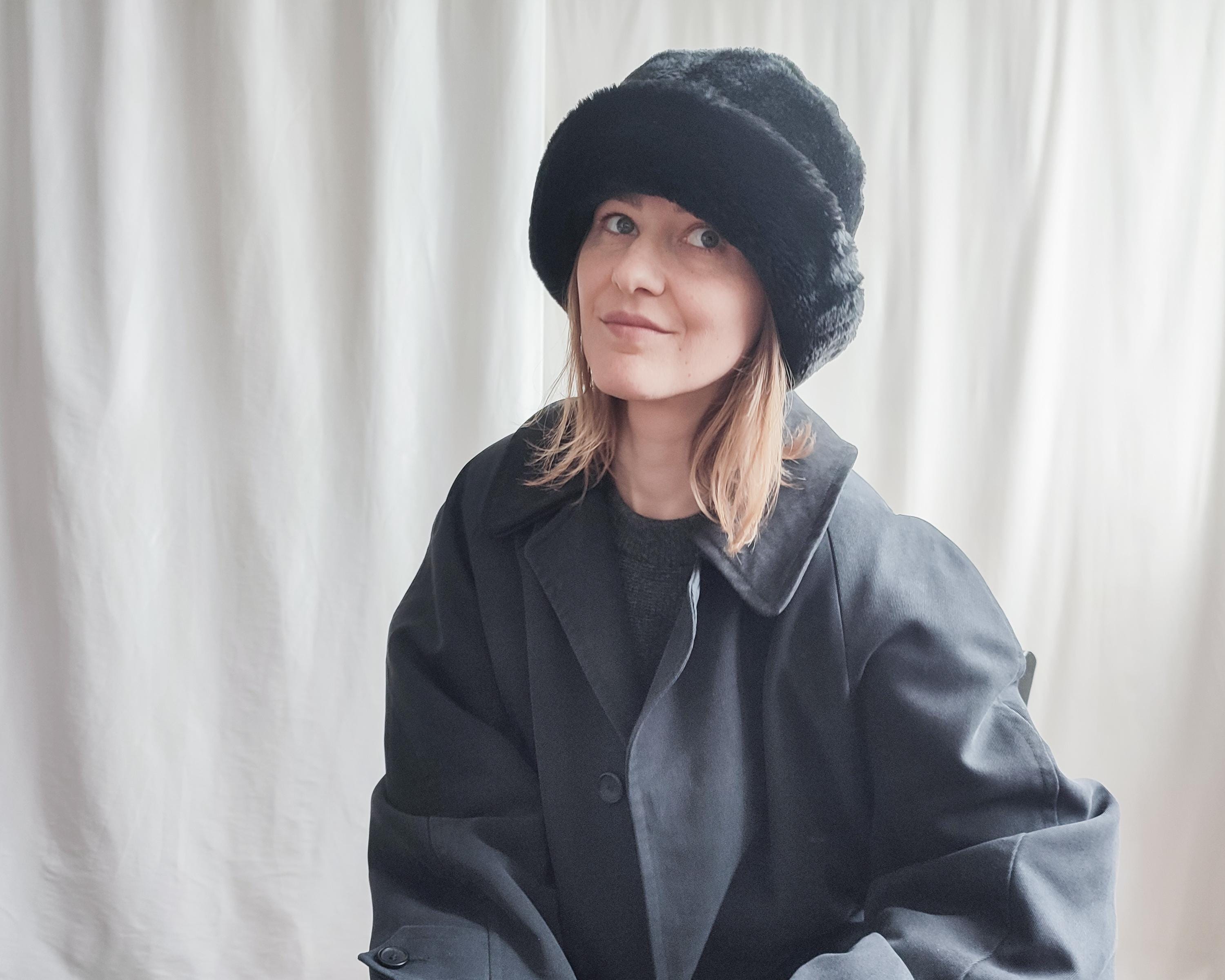 Vintage‎ David and Young Faux Fur Teddy Bucket Hat Black One Size Fits Most Morgan & Taylor Carla Faux Fur Bucket Hat | David Jones main image 2