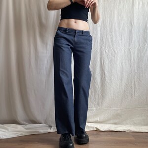 Pantalon en jean vintage taille basse à plis larges, pantalon en jean bleu foncé de l'an 2000 avec poches latérales, petite taille S image 7