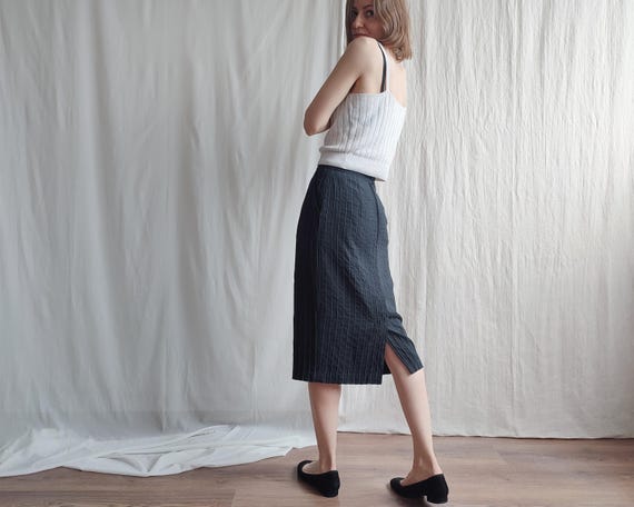 Vintage AROLA Skirt With Pockets in Faded Black Silk Blend