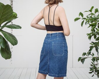 xs black denim skirt