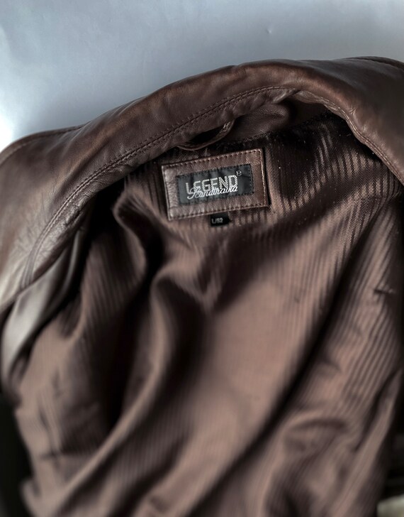 Vintage 90s olive leather maxi coat - XXL
