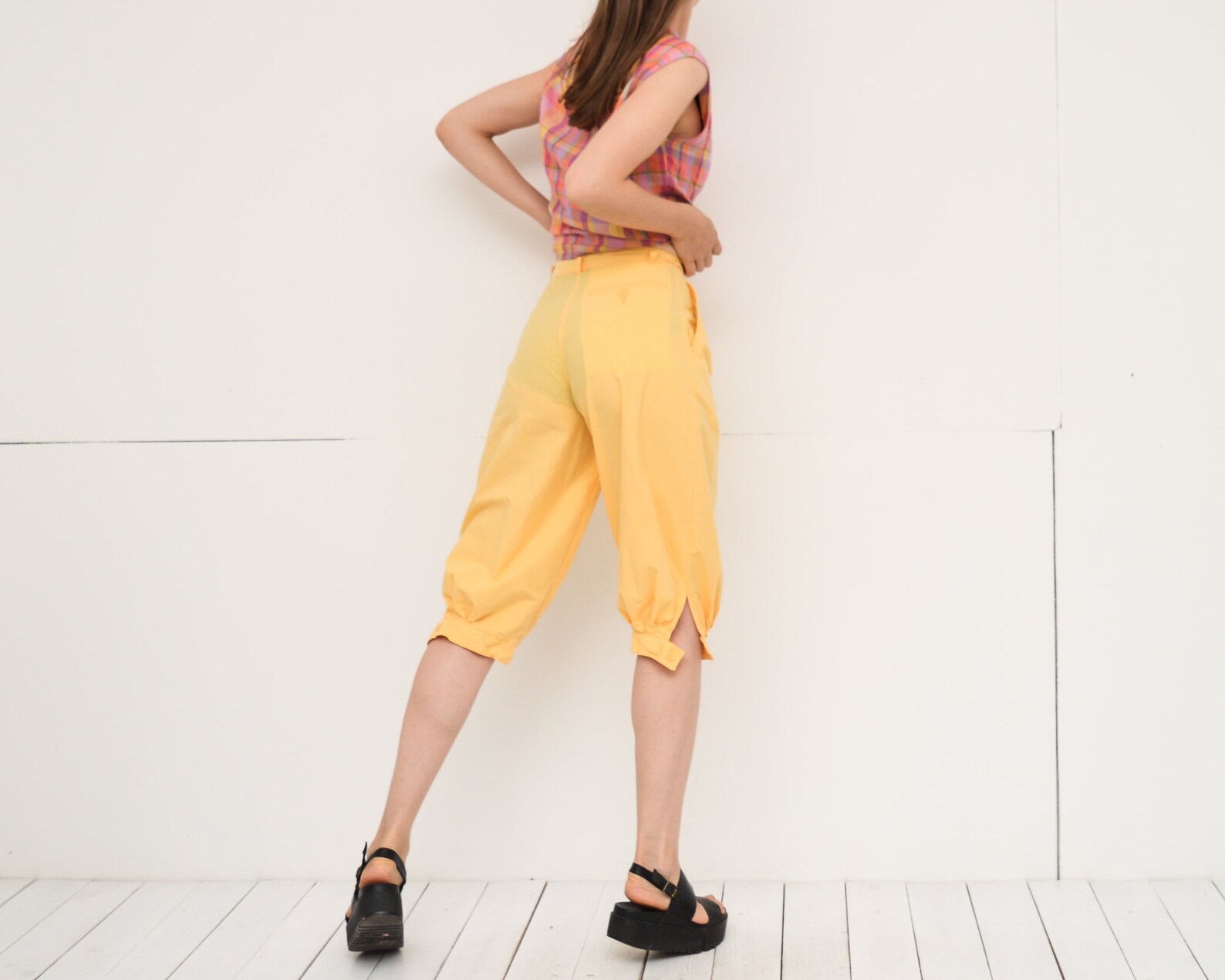 plus size yellow capris