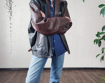 Y2K Real Leather Grunge Oversized Jacket 90s - Etsy