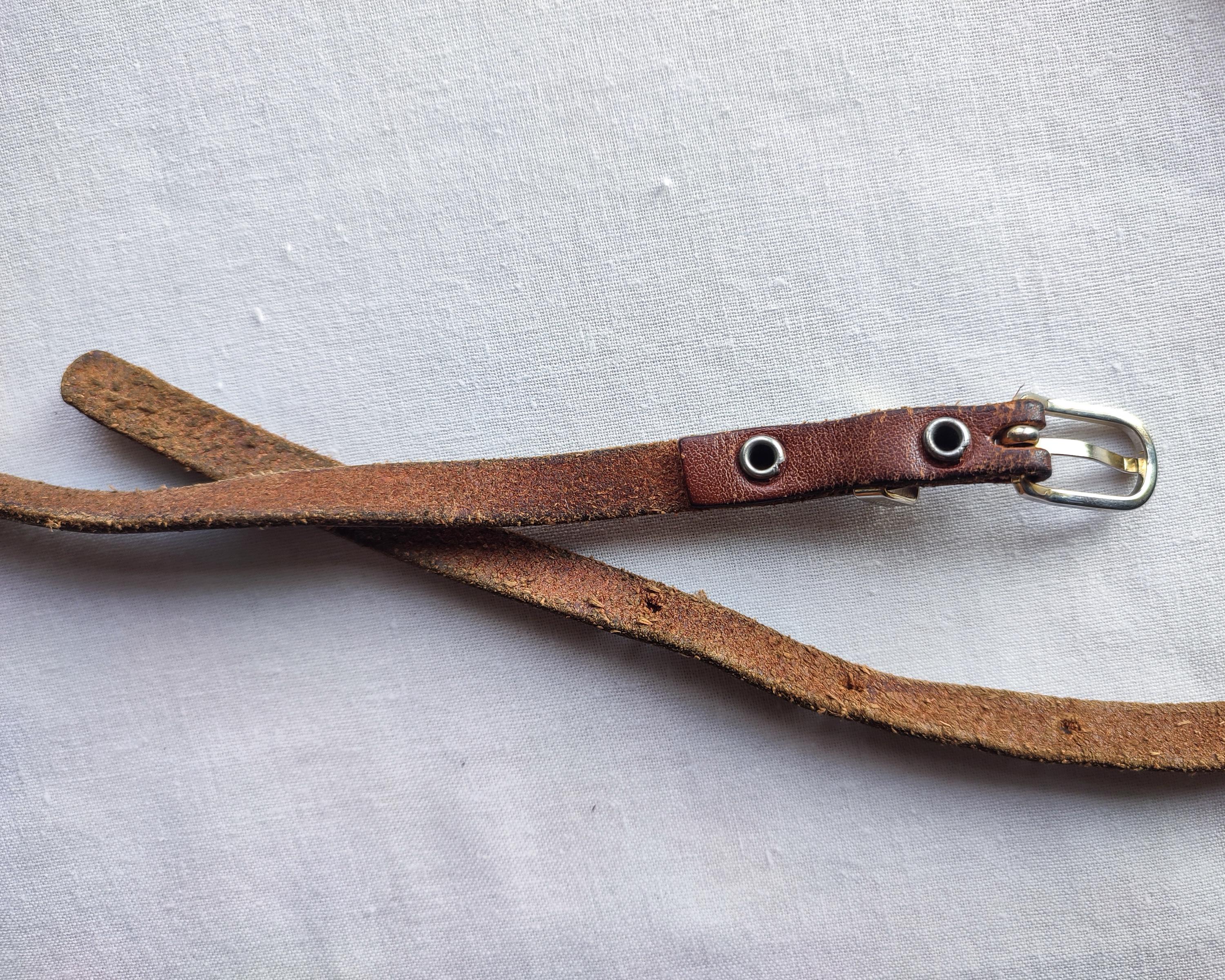 Perfect vintage brown leather skinny belt w silver buckle Buy Tan Leather Western Belt With Silver Buckle  main image 3