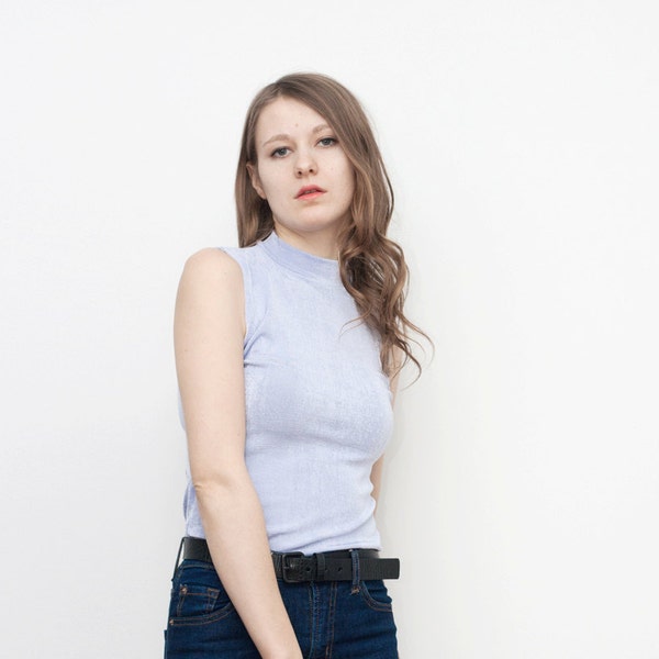 vintage pastel lilac turtle neck tank top
