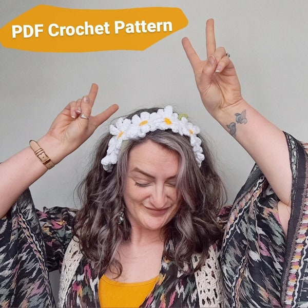 Modèle PDF de bandeau au crochet Daisy - Accessoires de mariage de festival DIY