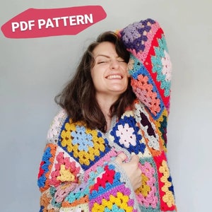 Crochet 'Yes You Cardi-Can' Cardigan PDF Pattern - granny square cardigan