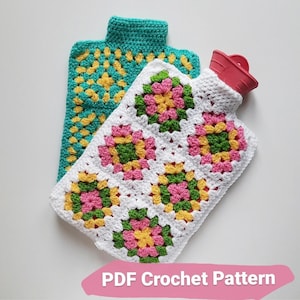 Granny Square Hot Water Bottle Cover | PDF Crochet Pattern Uk terms