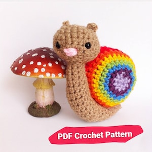 Snail crochet Pattern. DIY Rainbow amigurumi doll. Cute crochet animal pattern.