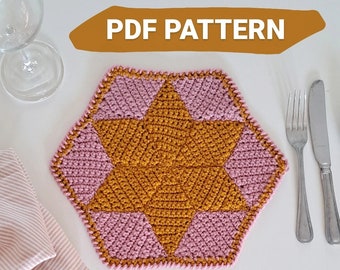 Crochet Place Mat - DIY tablewear - Star Hexed UK terms