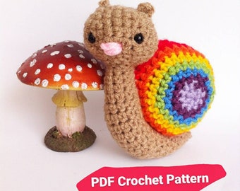 Snail crochet Pattern. DIY Rainbow amigurumi doll. Cute crochet animal pattern.