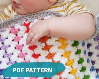 Rainbow Stripe Crochet Baby Blanket Pattern (PDF Pattern)