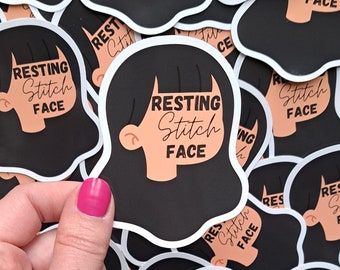 Resting Stitch Face yarnie craft crochet knitting sticker