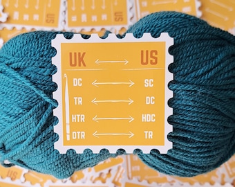 US / UK crochet terminology cheat sheet craft sticker