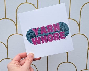 Yarn greetings card. Funny Yarnie birthday card. Crocheter penpal card. Knitting birthday card.