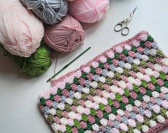 DIY Häkelschal Kit - Schlauchschal - Rosengarten Rosa Grün