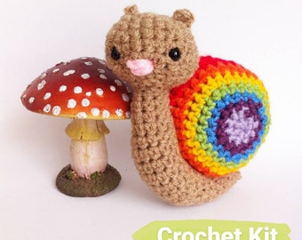 Crochet kit for Rainbow Amigurumi Snail