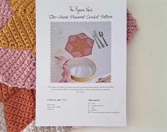 Crochet Placemat - Star-Hexed Design Printed Pattern
