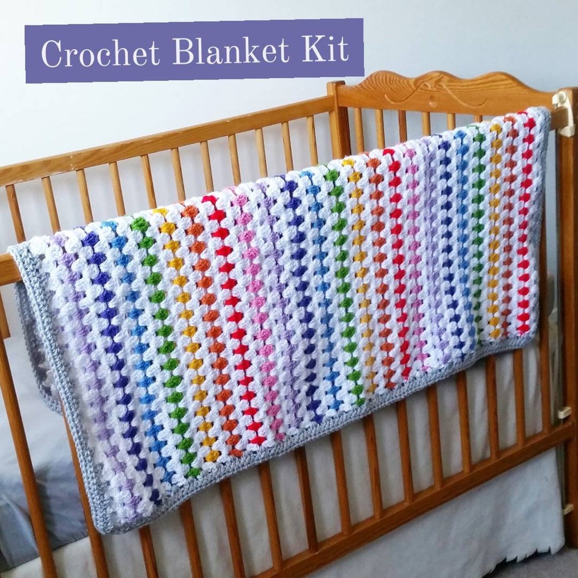 Rainbow Blanket Crochet Kit ivf baby blanket crochet kit | Etsy