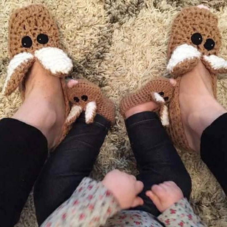 Bunny Rabbit Slippers Adult Sizes 39 Handmade Crochet Etsy UK